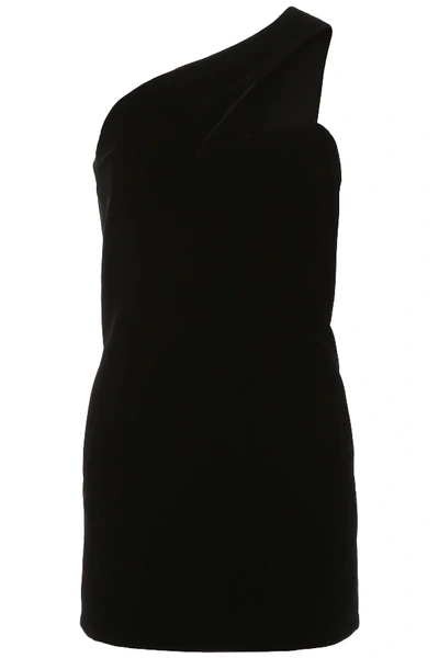 Shop Saint Laurent Asymmetric Mini Dress In Black