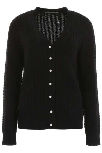 Shop Alessandra Rich Cable-knit Cardigan In Black