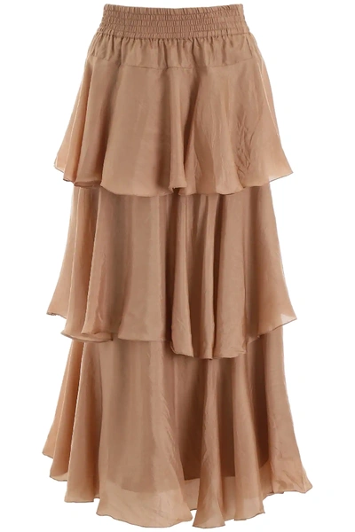 Shop Mes Demoiselles Medusa Skirt In Pink,beige