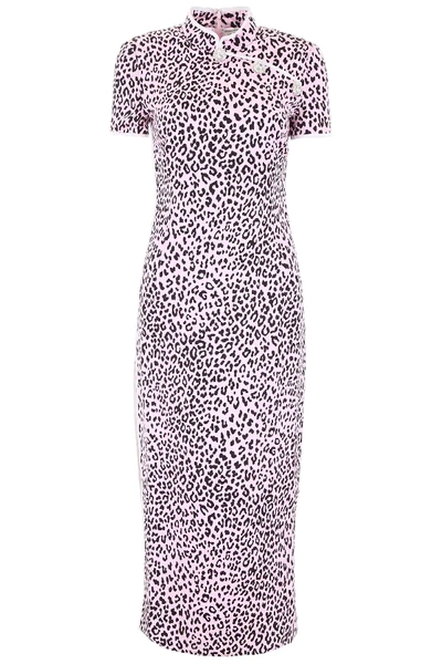 Shop Alessandra Rich Leopard-printed Dress In Pink,black