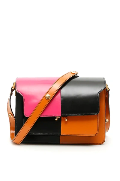 Shop Marni Multicolor Trunk Bag In Fuchsia,black,orange