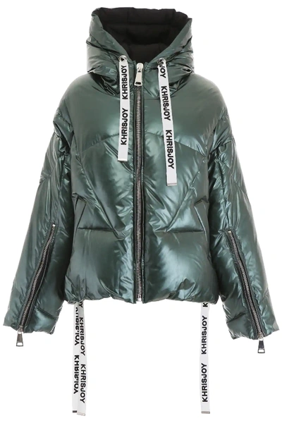 Shop Khrisjoy Metallic Khris Puffer Jacket In Green,metallic