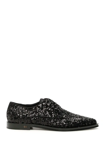 Shop Dolce & Gabbana Sequins Lace-ups In Black