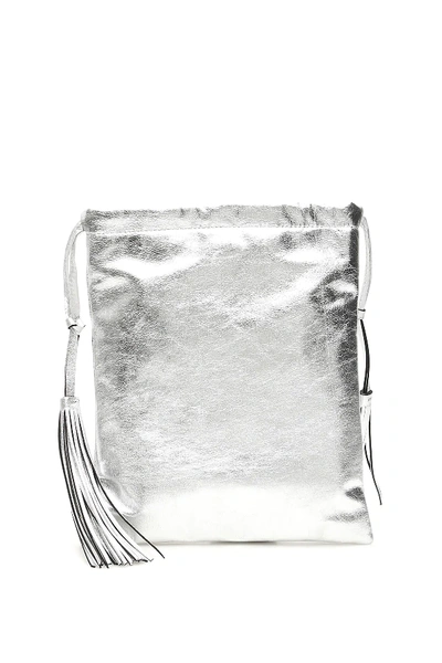 Shop Attico Laminated Nappa Mini Bag In Silver