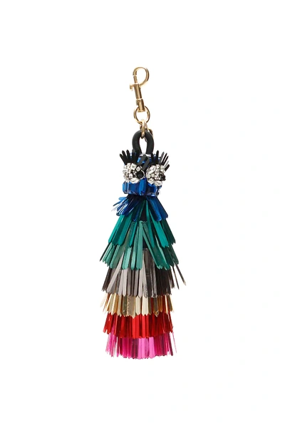 Shop Anya Hindmarch Maxi Eyes Tassel Charm In Red,green,gold