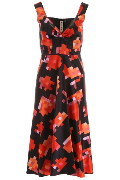 Shop Marni Pixel Dress In Black,red