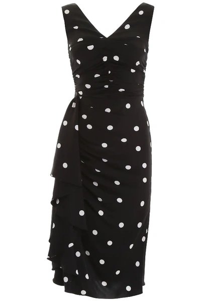 Shop Dolce & Gabbana Polka Dots Dress In Black,white