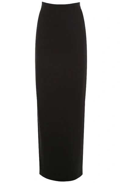Shop Saint Laurent Long Satin Skirt In Black