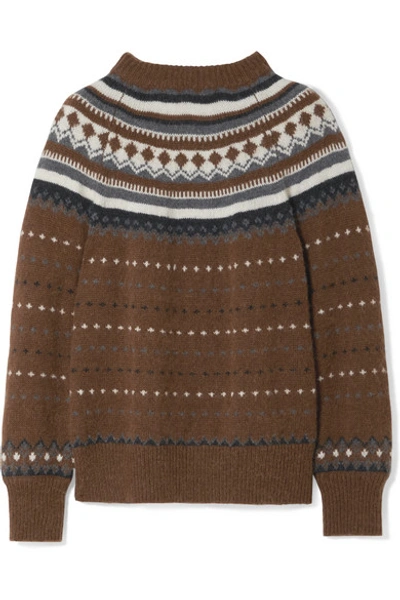 Shop Re/done 50s Fair Isle Knitted Sweater In Brown