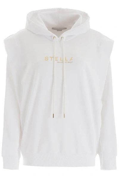 Shop Stella Mccartney New Logo Hoodie In White,gold
