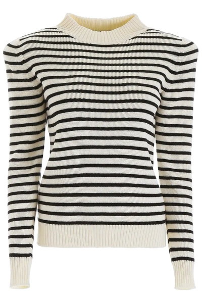 Shop Saint Laurent Striped Pull In White,black