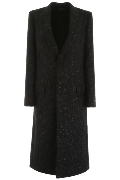 Shop Amiri Boucle' Coat In Black,metallic