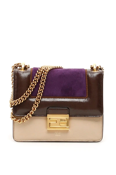 Shop Fendi Small Kan U Bag In Beige,brown,purple