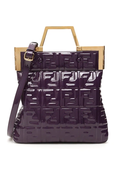 Shop Fendi Small Flat Tote In Purple