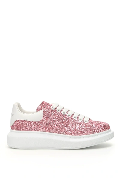 Shop Alexander Mcqueen Glitter Oversize Sneakers In Pink,white