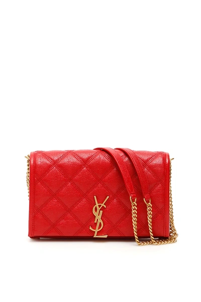 Shop Saint Laurent Becky Chain Bag In Red