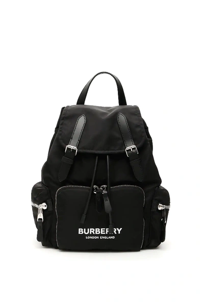 Shop Burberry The Rucksack With Logo In Black,white