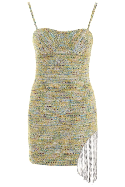 Shop Area Tweed Dress With Crystals In Yellow,green