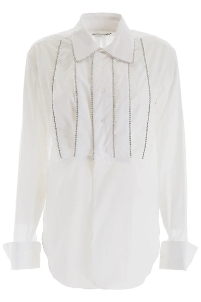 Shop Area Crystal-embellished Shirt In White,silver