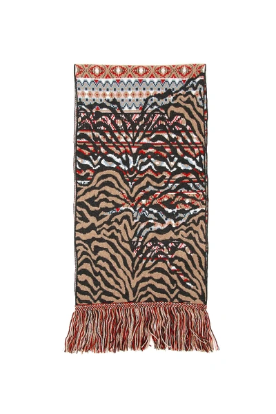 Shop Alanui Multicolor Scarf In Brown,light Blue,red