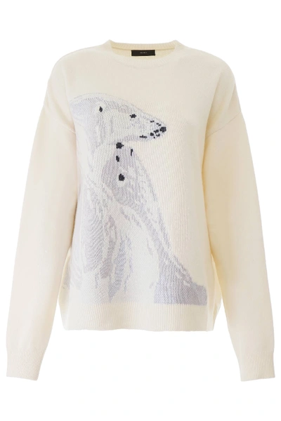 Shop Alanui Polar Bear Pullover In White,grey