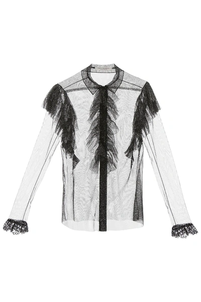 Shop Philosophy Glitter Shirt With Lace In Black