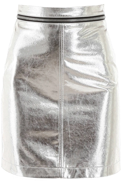 Shop Philosophy Mini Skirt With Zip In Silver