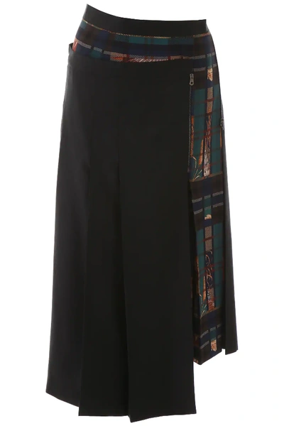 Shop Ferragamo Wrap Midi Skirt In Black,green