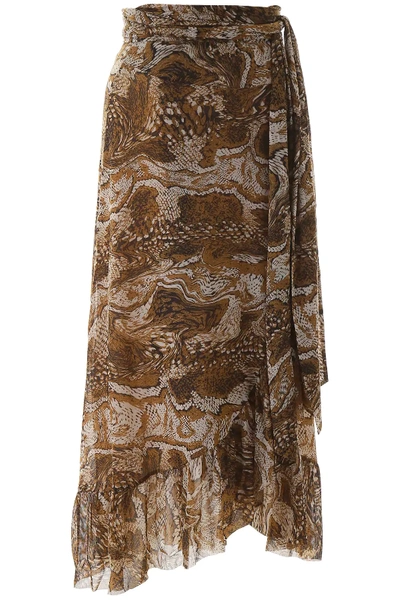 Shop Ganni Printed Skirt In Brown,beige,black