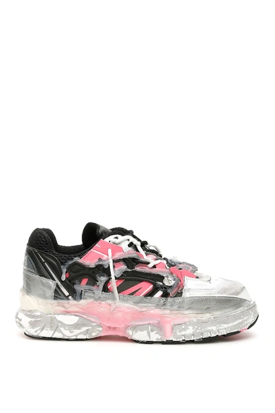 Shop Maison Margiela Fusion Sneakers In White,fuchsia,black