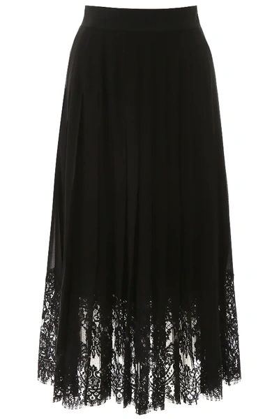 Shop Dolce & Gabbana Midi Skirt With Lace In Black
