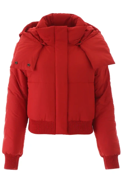 Off-white Hooded Down Jacket In Red
