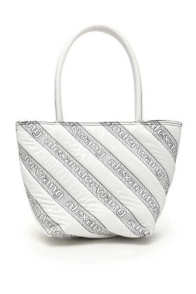 Shop Alexander Wang Quilted Roxy Logo Tote In White,black