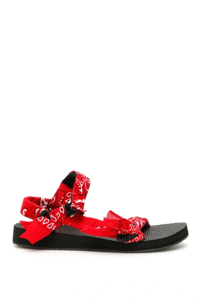 Shop Arizona Love Bandana Trekky Sandals In Red,white,black