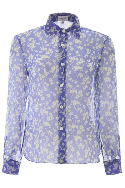 Shop Hvn Floral-printed Cristina Shirt In Purple,white