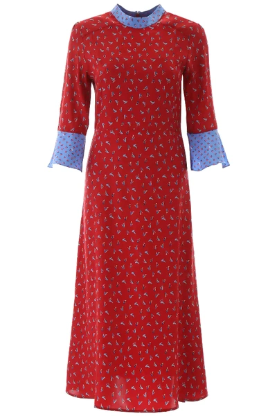 Shop Hvn Printed Ashley Dress In Red,blue,light Blue