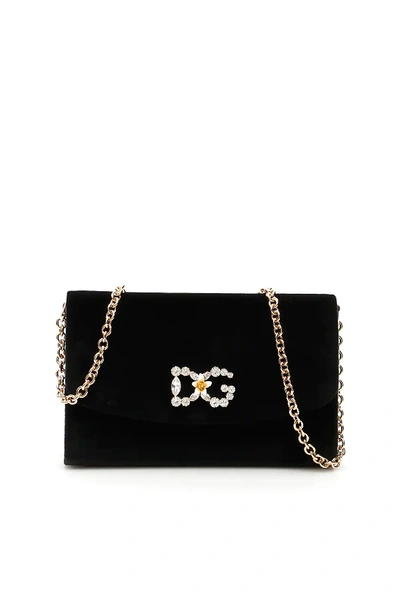 Shop Dolce & Gabbana Crystal Dg Bag In Black