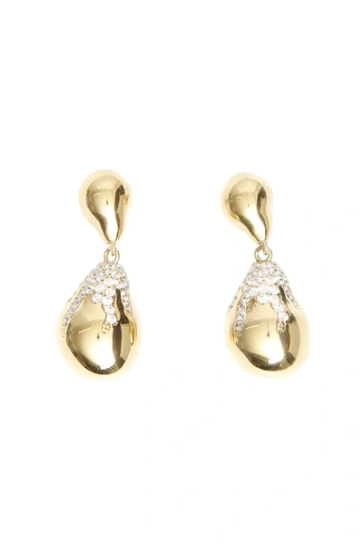 Shop Bottega Veneta Pave Earrings In Gold