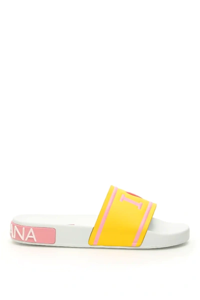 Shop Dolce & Gabbana Barth Slides In Yellow,pink,red