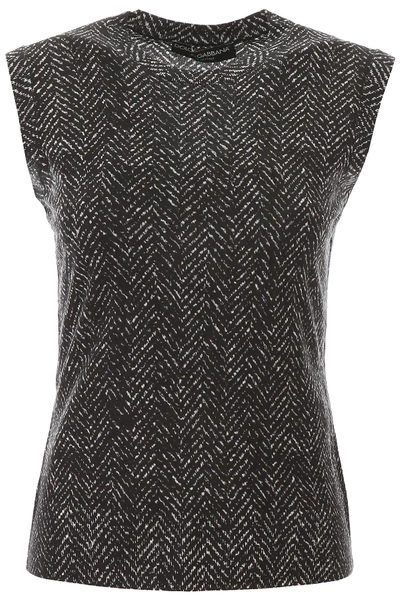 Shop Dolce & Gabbana Chevron Wool Knit In Black,grey