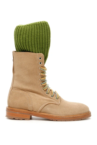 Shop Dawni Sock Boots In Beige,green