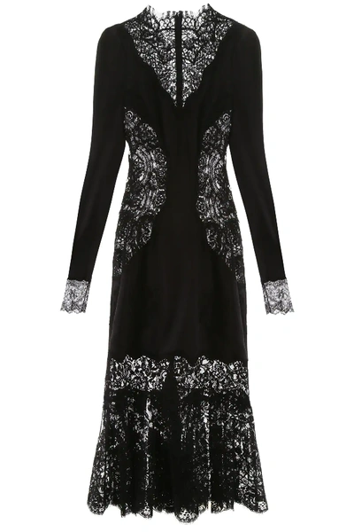 Shop Dolce & Gabbana Satin And Lace Dress In Black