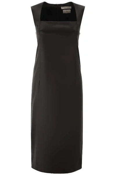 Shop Bottega Veneta Satin Midi Dress In Black