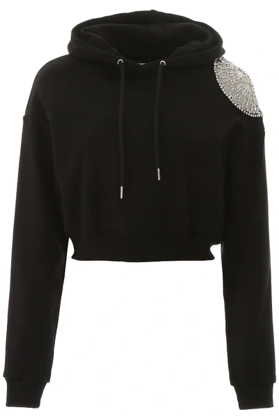 Shop Area Crystal-embellished Hoodie In Black