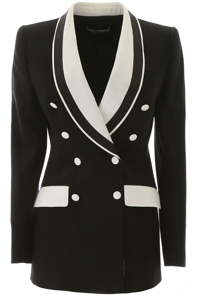 Shop Dolce & Gabbana Bicolor Tuxedo Jacket In Black,white
