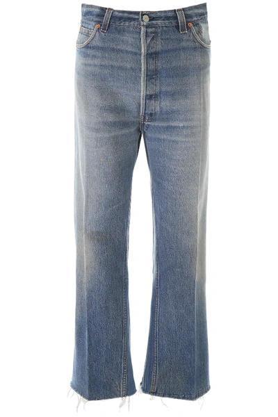 Shop Re/done High Rise Wide Leg Crop Jeans In Blue