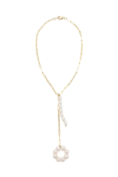 Shop Timeless Pearly Chain Necklace With Pearls In White,gold