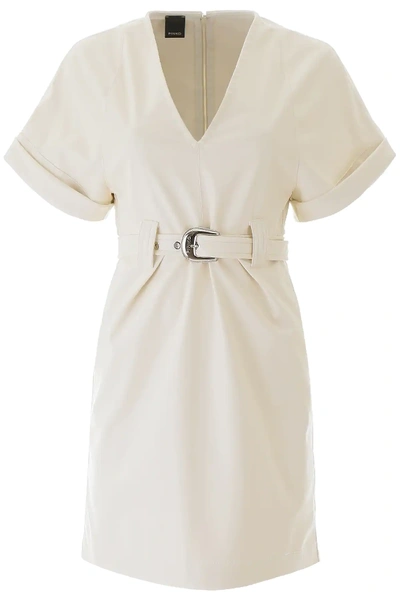 Shop Pinko Faux Leather Gypsy Dress In White