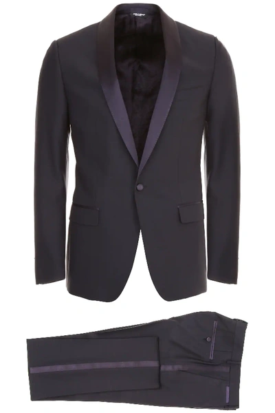Shop Dolce & Gabbana Three-piece Tuxedo In Blue
