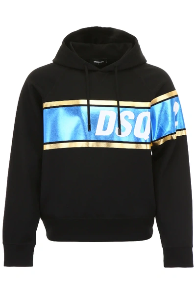 Shop Dsquared2 Logo Hoodie In Black,metallic